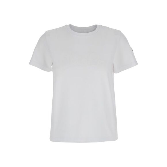 Moncler Women White T-Shirt With Logo Embroidered On The Sleeve In Cotton Woman